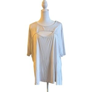 Louise Paris White Cutout Top Size 22/24 Plus Size Oversized Modern Tee